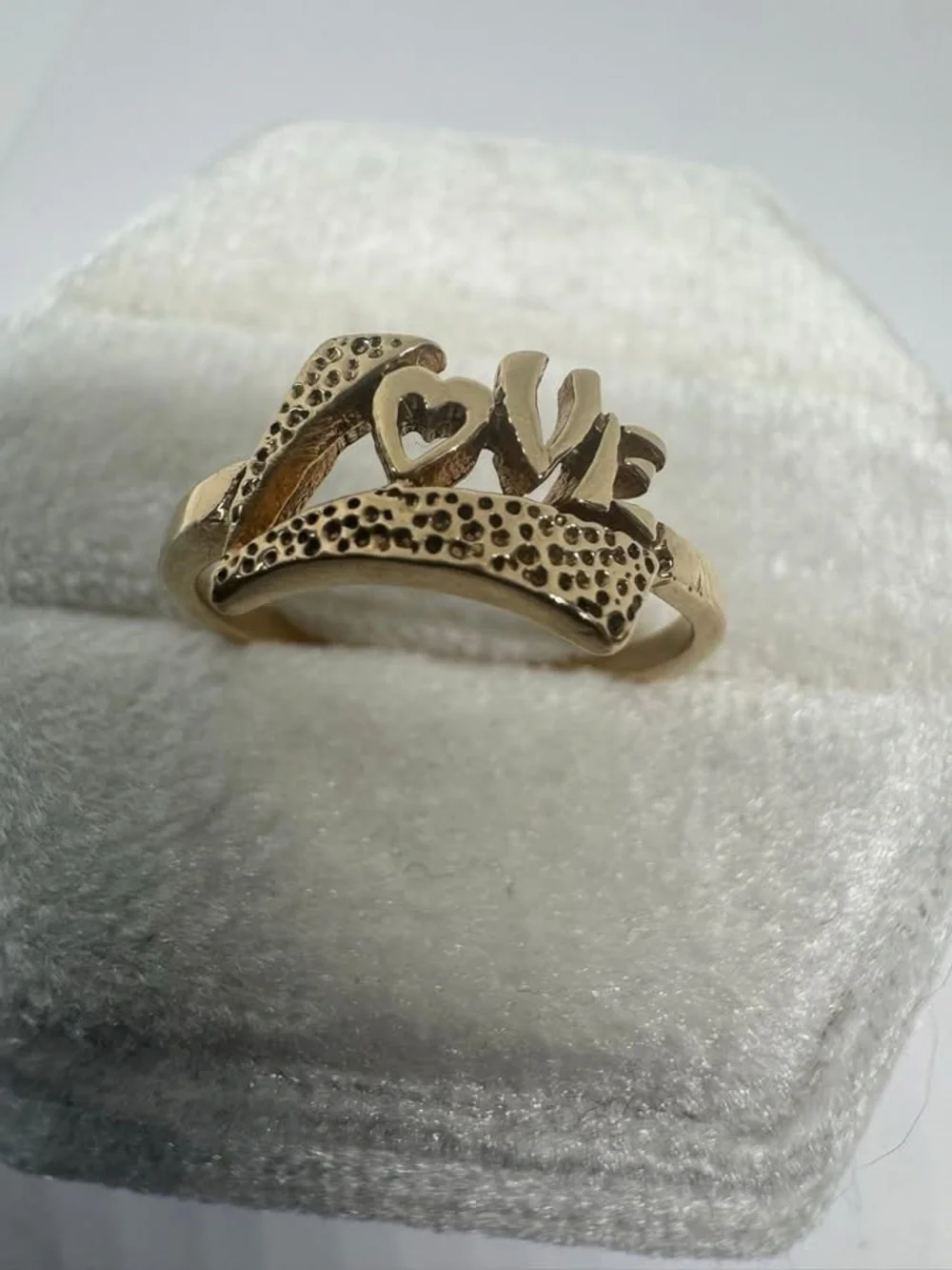 Vintage 14K 585 Gold Love Ring Size 6 Romantic Fine Jewelry Gift
